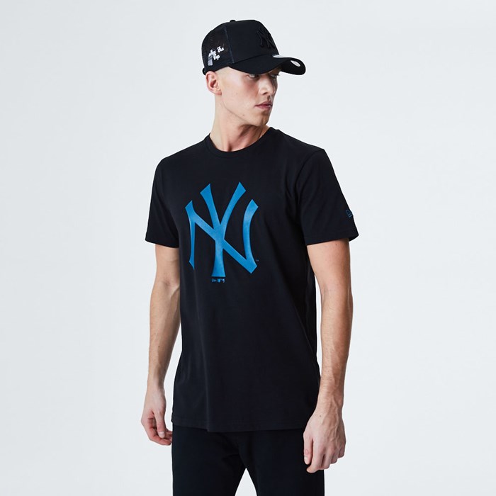 New York Yankees Team Logo Miesten T-paita Mustat - New Era Vaatteet Tarjota FI-953048